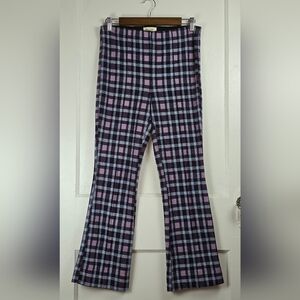 Mauve by Anthropologie Blue,Purple and Pink Knit High Waist Retro Flare Pants XS